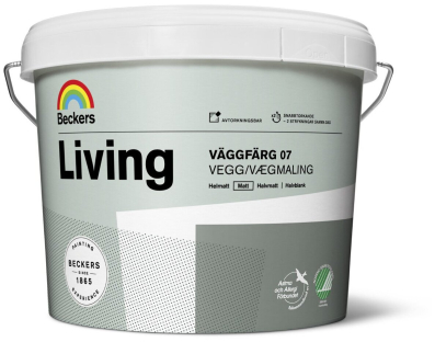 Краска "Ливинг Ваггфарг 07 /Living Vaggfarg Matt 07" латексная матовая для стен и потолков"Beckers" 2,7л-"C"